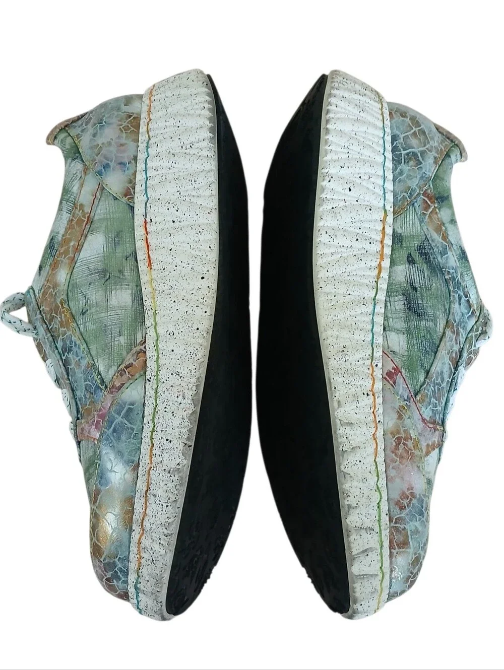 L'ARTISTE SPRING STEP Hand Painted Metallic Leather Platform Sneakers Women's 8 - Picture 10 of 11
